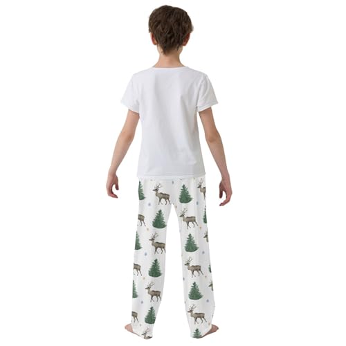ZZXXB Reindeer Stars Boys Long Pants Soft Trousers Elastic Waist Kids Lounge Bottoms with Pockets S-XL3