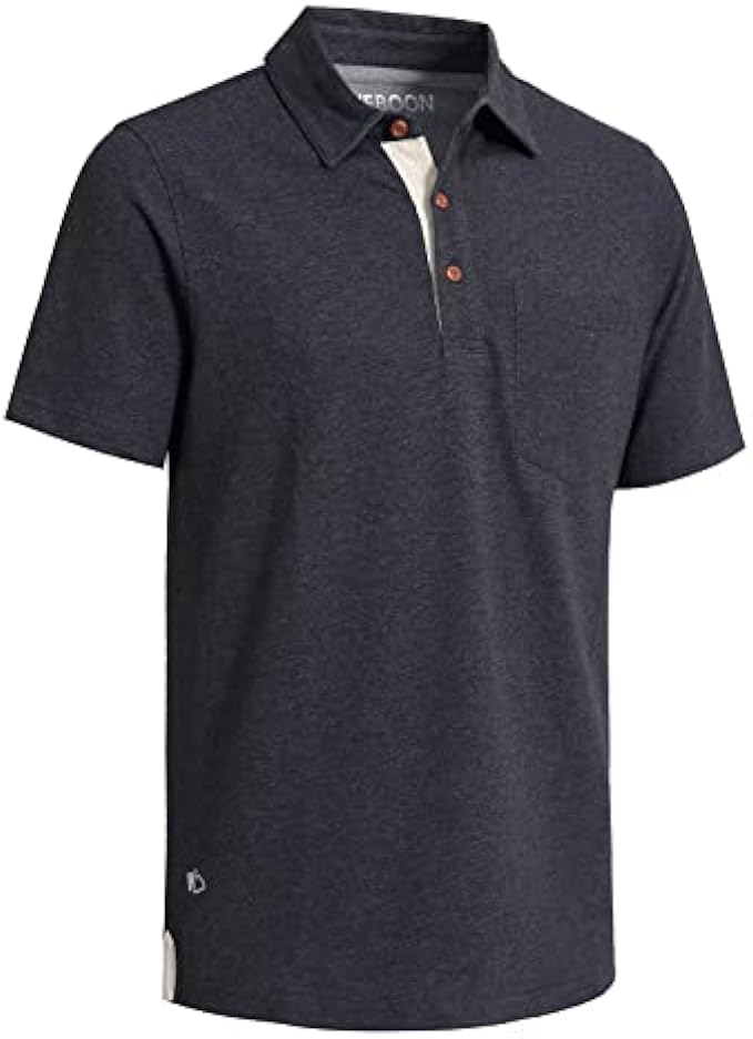 Mens Long and Short Sleeve Polo Shirts Pocket Casual Solid Cotton Blend Drop Cut Collared Polo Shirts for Men