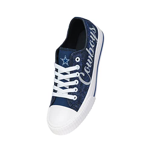 Image of FOCO Womens NFL Team Logo Ladies Fashion Color Glitter Low Top Canvas Sneakers Shoes