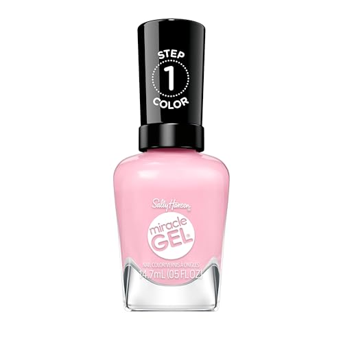 Sally Hansen Miracle Gel Supercharged Pinks Nail Polish | Salon Quality Gel-Like Formula, Two-Step System, No UV Light Needed, Long Lasting | 344 Blush Crush | Soft Pink Crème Nail Color