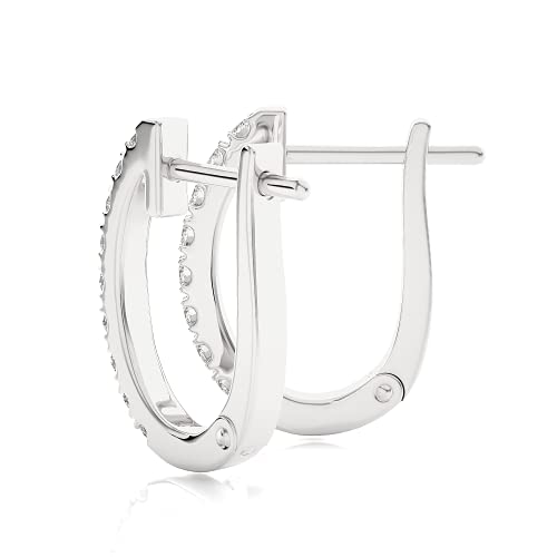 1/5 Carat Diamond Huggie Hoop Earrings For Women In 14K White Gold (H-I, Si2-I1, Cttw) With Hinge And Notched Post By Privosa Fine Jewelry #TOP3