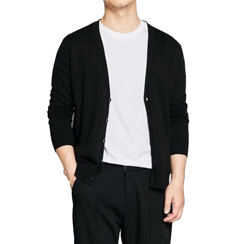 Men's Casual Cardigan Sweaters V-Neck Button Down Knitted Sweaters Slim Fit Long Sleeve Cable Knit Cardigans