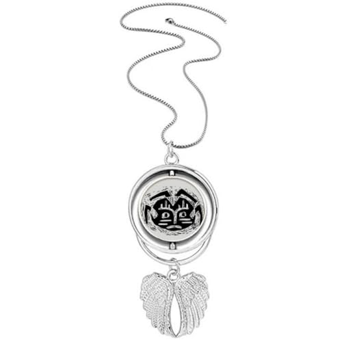 Collier totem indien noir ailes d'ange pendentif gothique pour homme et femme