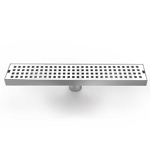 WOLFBIRD 40CM Desagüe de Ducha de Acero Inoxidable，Canaleta de Ducha de Sifón con Dispositivo Desodorante y Filtro de Pelo, Canal de Drenaje de
