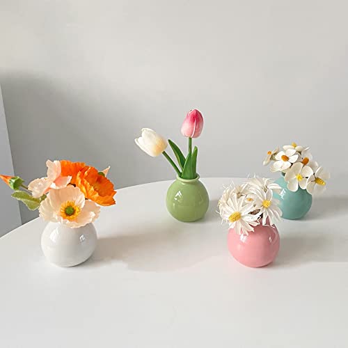 Petit vase en céramique bleue pour fleur séchée et déco hydroponique table