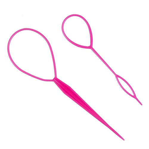 2 Pcs Topsy Tool Tail Hair Braid for Ponytail Tail Styling Accessories Ponytail Maker (Rose Red)