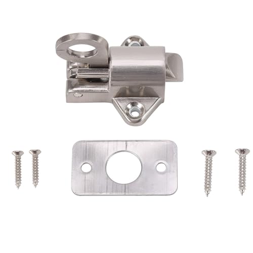 VIFERR Automatic Latch Lock Zinc Alloy Spring Bounce Door Bolt Security Door Spring Bolt for Window Shed Gates Toilet(Silver)