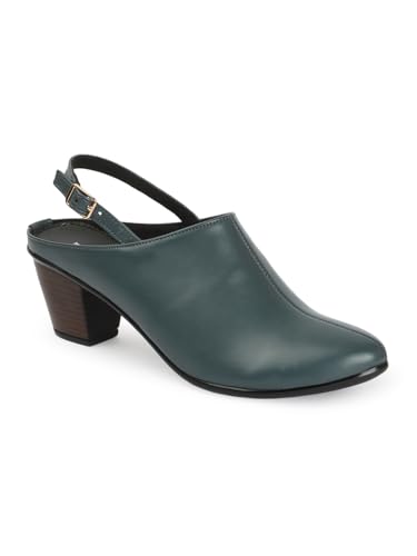 Image of Carlton London Women Comfortable Block Heel Round Toe Fashion Mule Shoes with Backstrap for Office, Casual and Formal Use