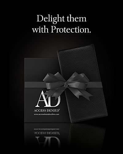 Image of Access Denied Genuine Leather Checkbook Cover For Women & Men - Checkbook Holder For Duplicate Checks Card Wallet RFID