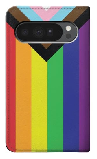 Etui flip Google Pixel 10 Pro XL housse cuir LGBT Pride Flag haute finition