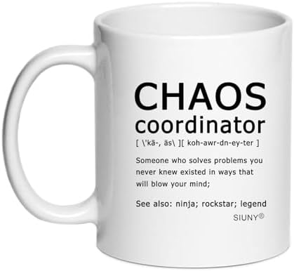 Chaos Coordinator Mug - Chaos Coordinator Gifts for Men Coffee Mugs -Thank You Gifts for Women, Boss, Coworker, Manager, Office, Teacher, Nurse, Mom (CHAOS)