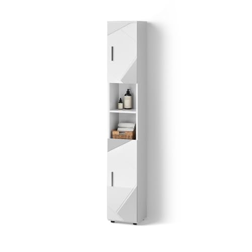 Livinity Badschrank Ronco, Weiß Hochglanz mit Einsätzen, 30 x 192 cm Livinity Badschrank Ronco, Weiß Hochglanz mit Einsätzen, 30 x 192 cm
