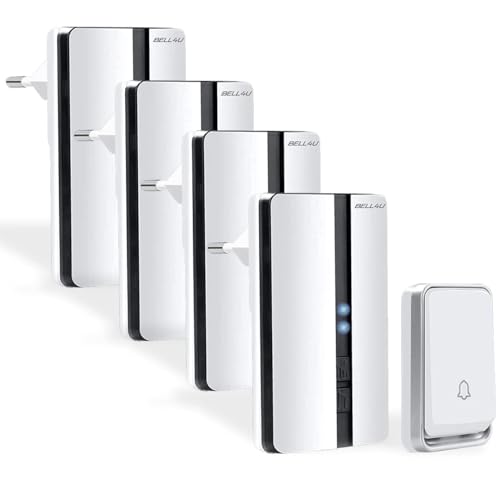 Bell4U Funkklingel, Türklingel batterielose Funk Set, 100m Reichweite IP55 Aussen Wasserdicht...