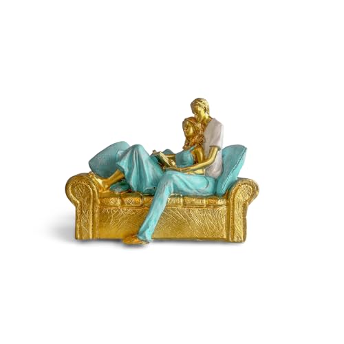 Image of ExclusiveLane 'Shared Stories' Romantic Couple Decorative Showpiece for Living Room (Resin, 15 Cm) | Home Decoration Items for Living Room Showpieces for Home Decor Return Gifts for Housewarming