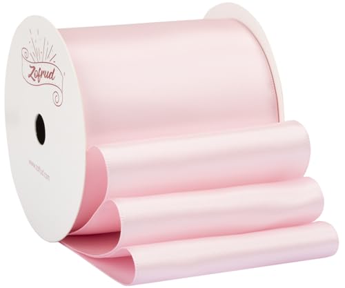 Zofrud Lt. Pink Satin Ribbon 75mm x 9 Meters - Large Ribbon Ideal for Bows Gift Wrapping, Flower Bouquet, and Crafts
