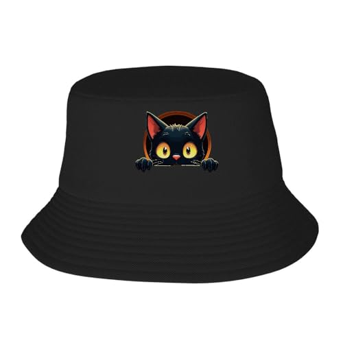 Minimalist Black Cat Glowing Eyes Cap - Lightweight Polyester Adjustable