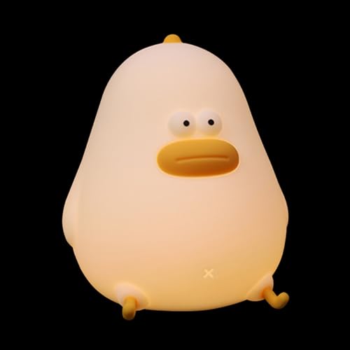 ORFOFE Lámpara Nocturna Infantil de Silicona USB Recargable, Luz de Noche Cálida 4w para Dormitorio de Ñiño, Diseño Pollito Pequeño, Función Temporizador y Regulable, Adecuado