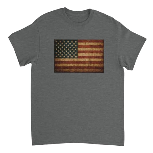 Vintage American Flag Graphic Tee for Men Short Sleeve Crewneck T-Shirt Patriotic Graphic Tops2