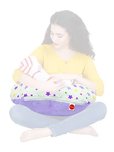Image of VParents Joy Purple Cotton Combo: Nursing Support, Mosquito Net Attached Bed and Carrying Nest