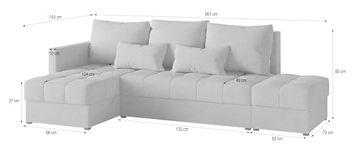 Masseno Ecksofa LUMARI L-S mit Schlaffunktion L-Form, Sofa mit Bettkasten, Wohnzimmersofa, Couch, Soffa, Bettsofa, Couchgarnitur- Braun, Kronos 06 – Bild 4