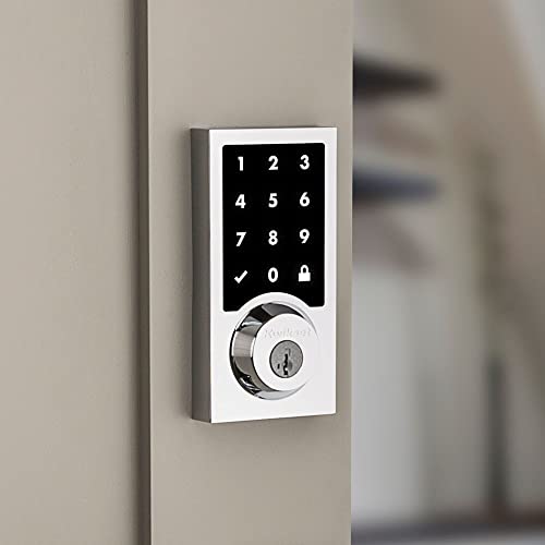Image of Kwikset 916 Keyless Entry Touchscreen SmartCode Electronic Deadbolt Smart Lock Featuring SmartKey Security and ZigBee 3.0 Technology in Contemporary Polished Chrome, Zigbee Hub Sold Seperately