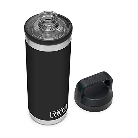 YETI Rambler 18 oz Bottle, Vacuum Insulated, Stainless Steel with Chug Cap, Black Cover