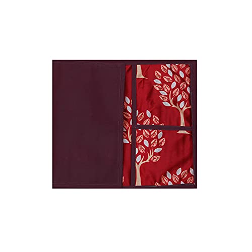 Image of KANUSHI Industries Microwave /Oven Top Cover with 4 Utility Pockets (VAR1-MICRO-TREE-MAROON)