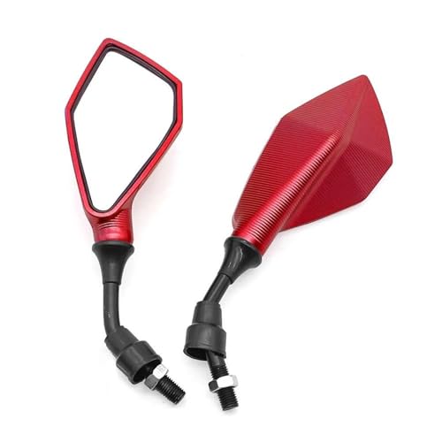 2 Espejos Retrovisores Flexibles De 10 Mm Para Motocicleta Gran Angular Ajustables Para Manillar Bicicleta Para YAM&AHA Para SUZ&UKI Para DUC&ATI(Red)