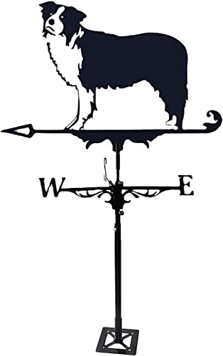 Border Collie Windfahne – Rostfreie Metall-Wetterfahne für Dächer, Gärten im Freien, Hofdekoration, Ornament mit Pfeilanzeige