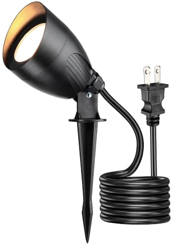 LITFIT 120V LED Outdoor Spotlight 5.5W 2700K Plug in Spotlight Landscape Accent Luminaire Waterproof Flood Light for Yard Tree Flag Lawn Garden Holiday Decorative 5FT Extension Cord