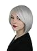 Produktbild Prettyland Damen Herren 30cm Kurz-haar BOB Near Silber-Grau Manga glatt Kurze Perücke wig C508