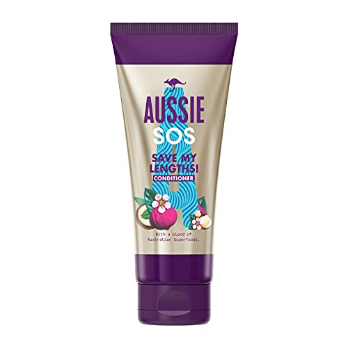 Aussie Balsamo SOS Save My Lengths Districante istantaneo Vegan Crespo Facilità Balsamo per capelli danneggiati, nodi e crespi con una miscela di superfood australiani, 200 ml