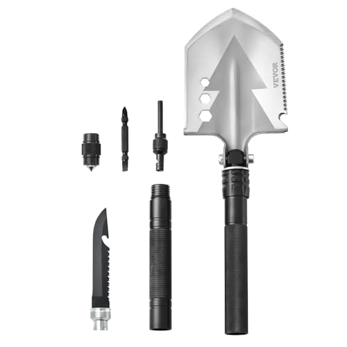 VEVOR Survival-Schaufel 8 in 1 Schaufel, faltbares Multitool 602 mm Lange, kompakte Schaufel für Geländefahrten Camping Wandern Outdoor Survivalisten Notfälle