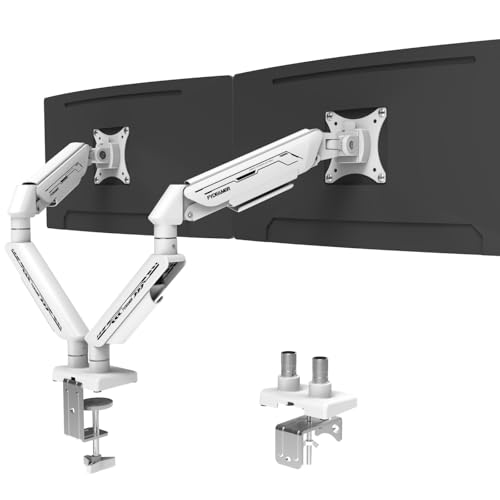 デュアルモニターアーム 2画面 17-35インチ対応 PC湾曲モニター対応 液晶ディスプレイアーム ゲーミングモニタースタンド ガススプリング VESA規格対応 75X75/100X100 多角度調節 耐荷重11kg デュアルアーム ホワイト