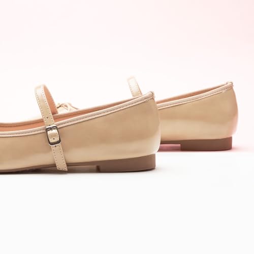 Image of C.Paravano Women's Mary Jane Flats | Square Toe Ballet Flats | Daily Wear Work Shoes | Dress Shoes with Adjustable Straps