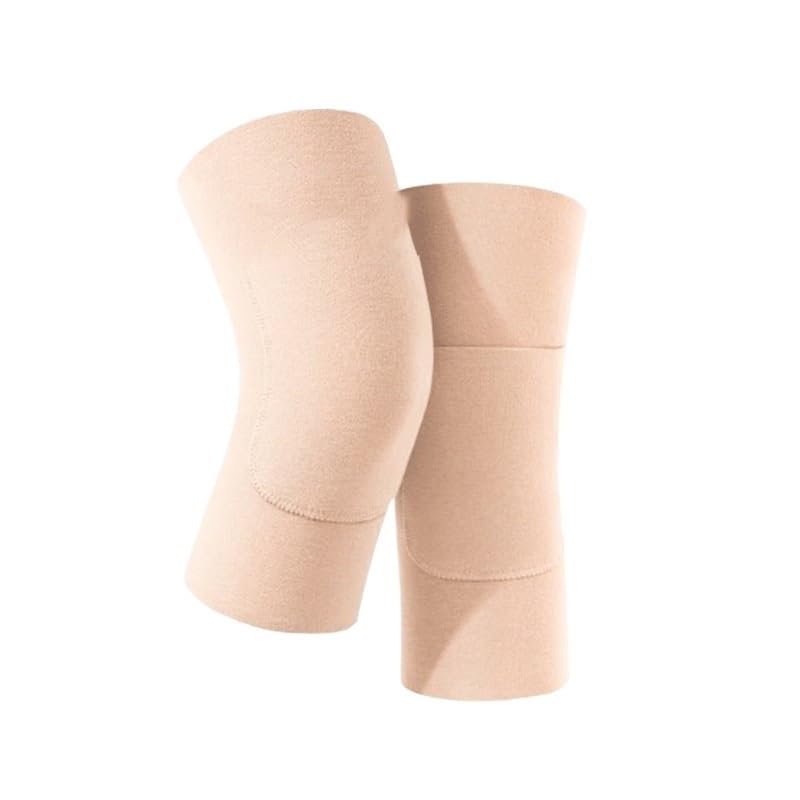 Exercise, protection Deluxe Warm Knee Pads With Pockets for Heating Knee Pads Plush and Thickened for Fitness, cycling, running, playing football(Beige,Medium)