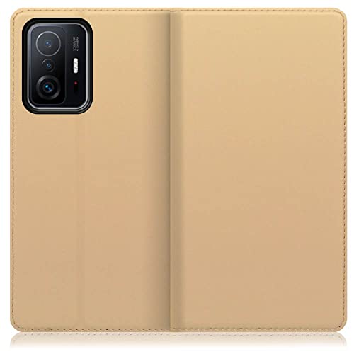 LOOF SKIN SLIM ���U�[ ���^ �蒠�^ �X�}�z�P�[�X for Xiaomi 11T / 11T Pro �p �P�[�X �J�o�[ �蒠�^�P�[�X �J�[�h���[ �}�O�l�b�g�t�� �x���g�Ȃ� [�S�[���h]