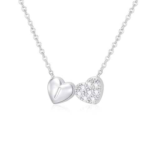 Halora Collier Lettre Cœur Femme en Argent 925, Collier Prénom avec Initiale I, Chaîne avec Pendentif Lettre, Personnalisé, Bijou Cadeau pour Femmes,...