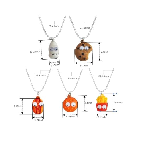 JinYu Best Friend Necklaces for Cute Milk Cookie Necklace Set French Fries Hot Dog Hamburger Avocado with Heart Pendant Birthday Gifts 7pcs2