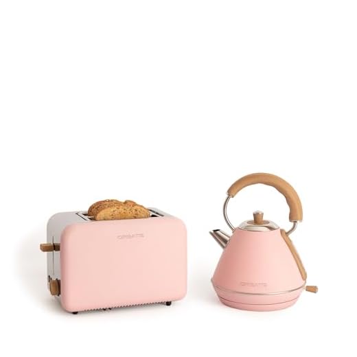 CREATE/PACK TOAST RETRO + KETTLE RETRO M/Tostadora de pan rosa con hervidor de agua rosa/Hervidor de 1 L