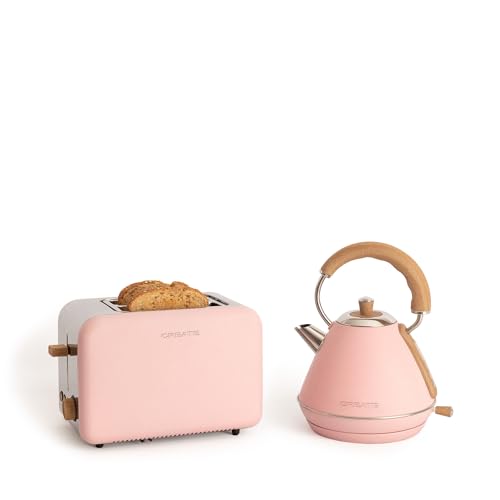CREATE/PACK TOAST RETRO + KETTLE RETRO M/Toaster Pastellrosa mit Wasserkocher Pastellrosa/Wasserkocher 1L