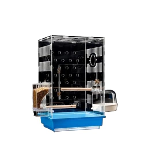 Vilom 【全方位透明】パノラマ型ペットケージ!360度観察可能でウサギやハムスターに最適。広々空間でのびのび生活、脱走防止ロック付きで安心。引き出し式トレイでお手入れ簡単、すっきりデザインがインテリアに溶け込む理想的な小動物用ケージ。 (ブルー)