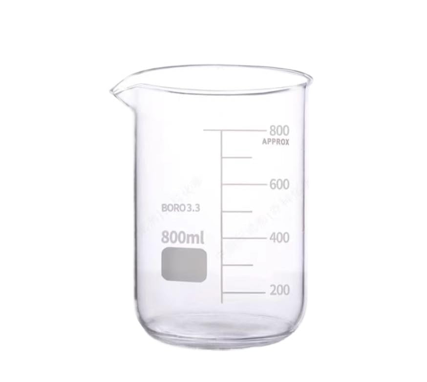 1 Stück hitzebeständiger, dickwandiger Borosilikatglasbecher – 100 ml bis 5000 ml for Laborzwecke(800ml)
