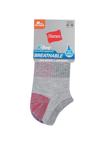 Image of Hanes Women's Socks, Lightweight Breathable Socks, No Show and Super No Show, 6-Pack