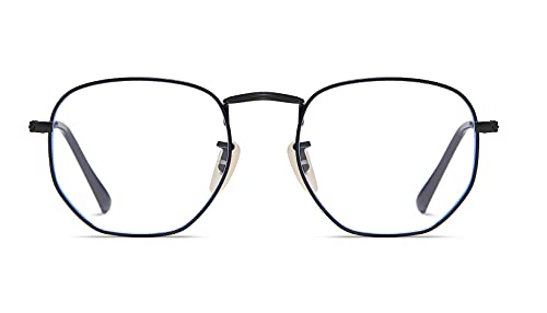 CYLEN Blue Light Blocking Glasses Metal Frame Women Mens Eyeglasses-Computer Game Glasses Retro Square Eyeglasses Frame (Black)
