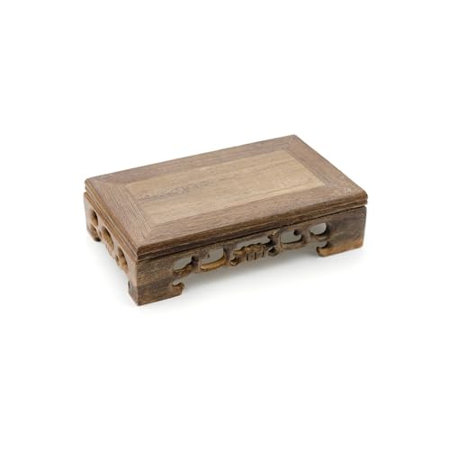 WDONAY Wooden Display Stand Base 5.91'&times;3.54' Rectangle Wood Carved Pedestal Oriental Stand Pedestal...