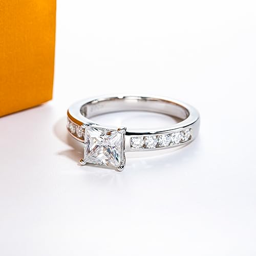 Moissanite Engagement Rings 1.27cttw D Color VVS1 Clarity Round Brilliant Cut Channel Set S925 Sterling Silver 6 Prong Solitaire Promise Wedding Rings for Women with Certificate3