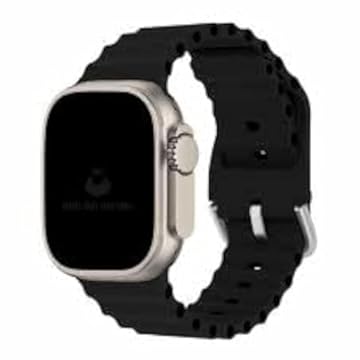 Pulseira de silicone macio HITZEE compatível com Apple Watch Band de 49 mm, 45 mm, 44 mm, 42 mm, com fivela, projetada para Apple Watch Ultra 2 Ultra Séries 9 8 7 SE 6 5 4 3 2 1, preta