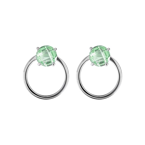 Boucles d'oreilles femme argent 925 créoles pierres vertes MILOR