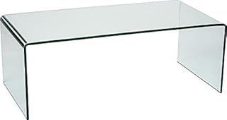 Nova Stylish Curved Clear Glass Coffee Table | Modern Bent Glass Living Room Table | Minimalist 12mm Tempered Glass Occasional Table 110 x 55 cm | Nova by Oak Furniture King